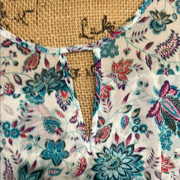 Vintage America Pink and Blue Floral 3/4 Sleeve Blouse - Picture 3 of 9